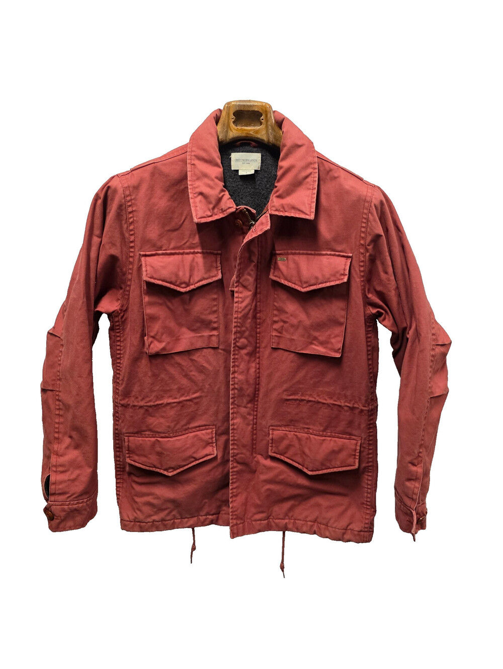 Obey Propaganda Mens Safari Cotton soft Lined Jacket in Red M 21x32